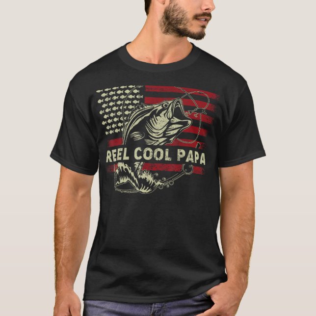 Father Day Dad Fishing   4th of July Reel Cool Pap T-Shirt (Front)