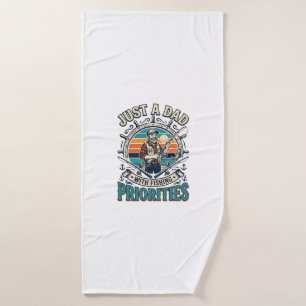 Father Day Fishing Dad Shirt Just A Dad With Fishi Bath Towel