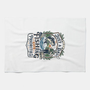 Father Day Fishing Dad Shirt Just A Dad With Fishi Kitchen Towel