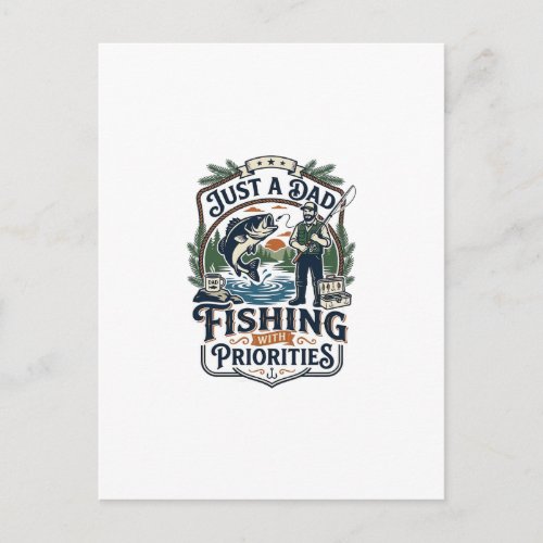 Father Day Fishing Dad Shirt Just A Dad With Fishi Postcard
