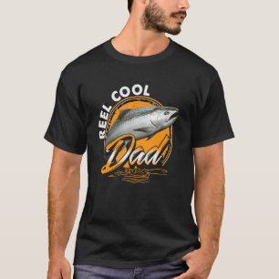 Father Day Fishing Reel Cool Dad Chinook Salmon T-Shirt