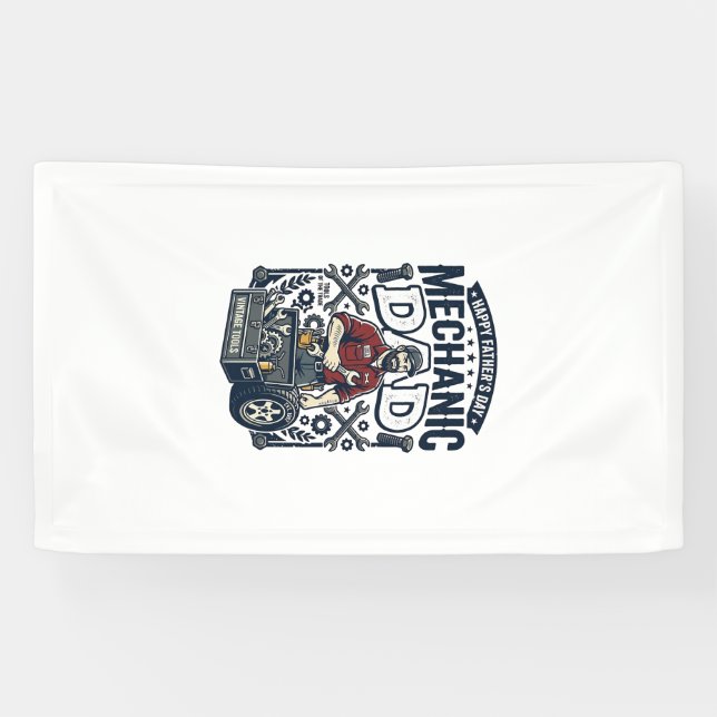 Father Day Mechanic Dad Shirt Funny Working Dad Gi Banner (Horizontal)