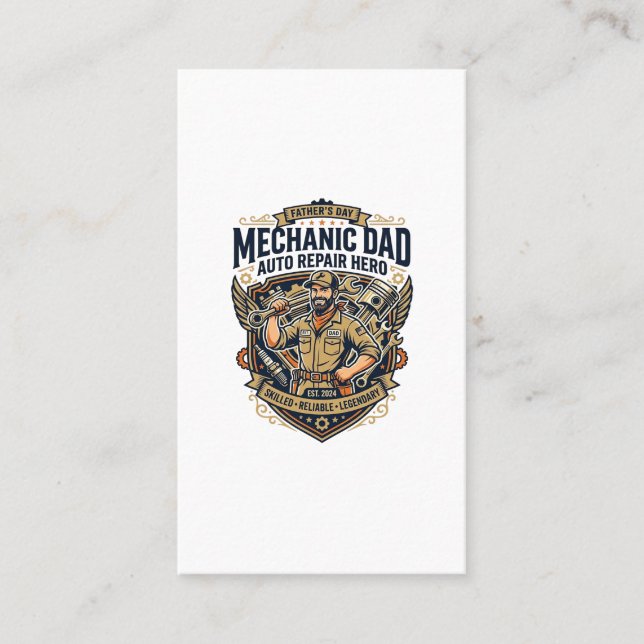 Father Day Mechanic Dad Shirt Funny Working Dad Gi Business Card (Front)
