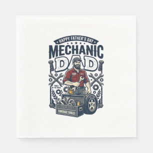 Father Day Mechanic Dad Shirt Funny Working Dad Gi Napkins