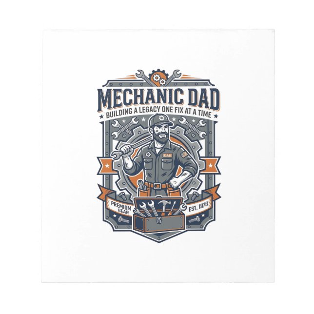 Father Day Mechanic Dad Shirt Funny Working Dad Gi Notepad (Front)