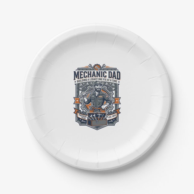 Father Day Mechanic Dad Shirt Funny Working Dad Gi Paper Plates (Front)