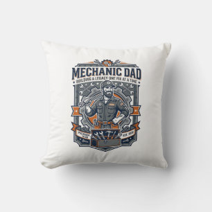 Father Day Mechanic Dad Shirt Funny Working Dad Gi Throw Pillow