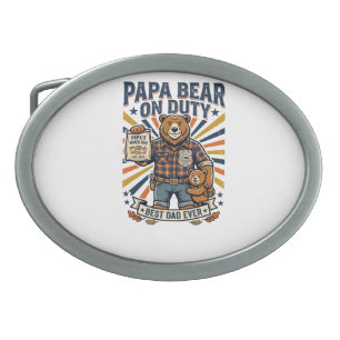 Father Day Papa Bear On Duty Shirt Funny Animal Da Belt Buckle