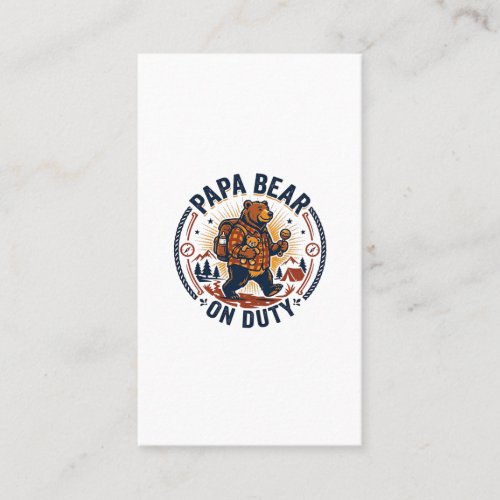 Father Day Papa Bear On Duty Shirt Funny Animal Da Business Card
