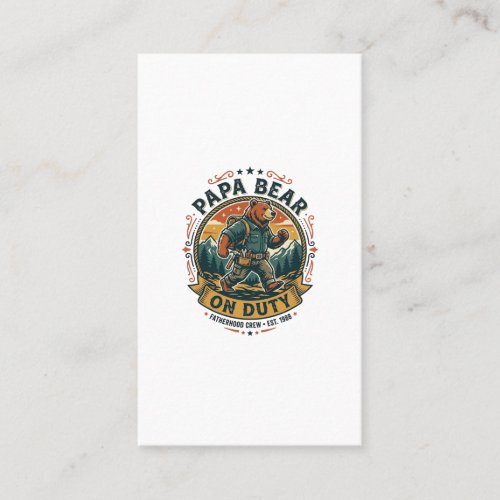 Father Day Papa Bear On Duty Shirt Funny Animal Da Business Card