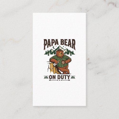 Father Day Papa Bear On Duty Shirt Funny Animal Da Business Card