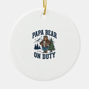 Father Day Papa Bear On Duty Shirt Funny Animal Da Ceramic Ornament