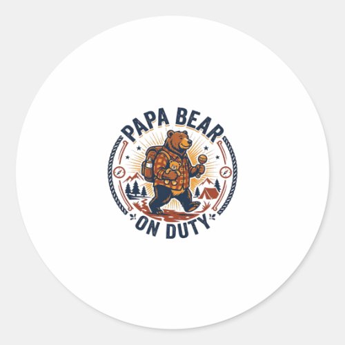 Father Day Papa Bear On Duty Shirt Funny Animal Da Classic Round Sticker