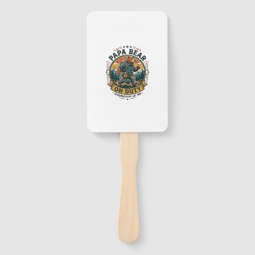 Father Day Papa Bear On Duty Shirt Funny Animal Da Hand Fan