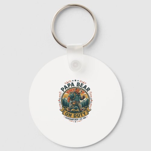 Father Day Papa Bear On Duty Shirt Funny Animal Da Keychain
