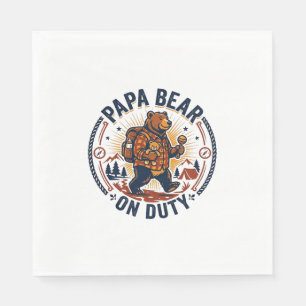 Father Day Papa Bear On Duty Shirt Funny Animal Da Napkins