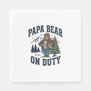 Father Day Papa Bear On Duty Shirt Funny Animal Da Napkins