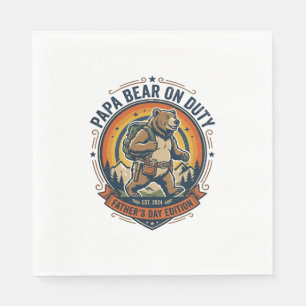 Father Day Papa Bear On Duty Shirt Funny Animal Da Napkins