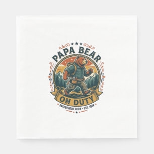 Father Day Papa Bear On Duty Shirt Funny Animal Da Napkins