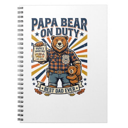 Father Day Papa Bear On Duty Shirt Funny Animal Da Notebook