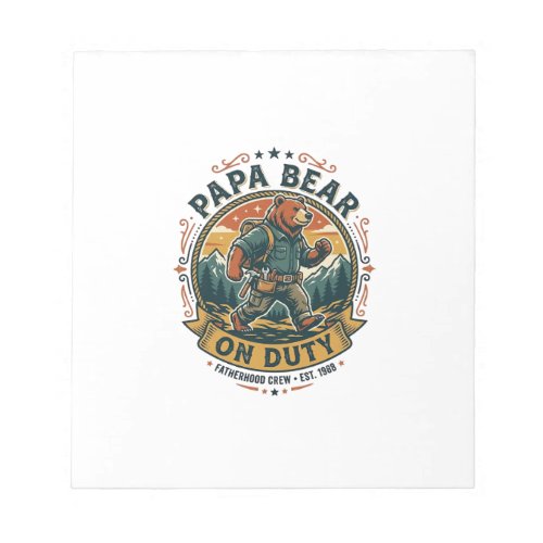 Father Day Papa Bear On Duty Shirt Funny Animal Da Notepad