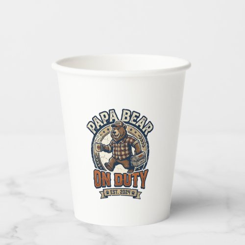 Father Day Papa Bear On Duty Shirt Funny Animal Da Paper Cups