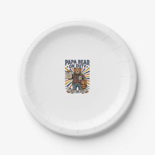 Father Day Papa Bear On Duty Shirt Funny Animal Da Paper Plates