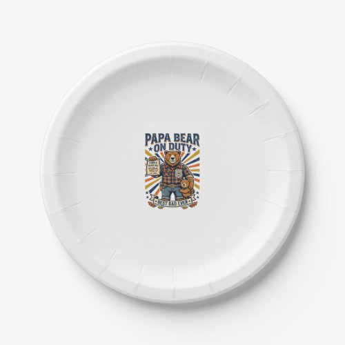 Father Day Papa Bear On Duty Shirt Funny Animal Da Paper Plates
