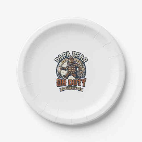 Father Day Papa Bear On Duty Shirt Funny Animal Da Paper Plates