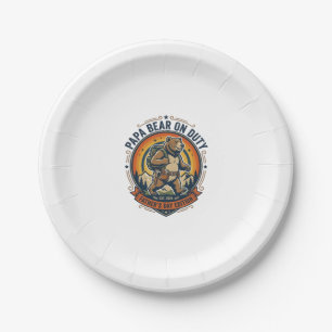 Father Day Papa Bear On Duty Shirt Funny Animal Da Paper Plates