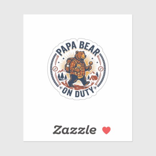 Father Day Papa Bear On Duty Shirt Funny Animal Da Sticker