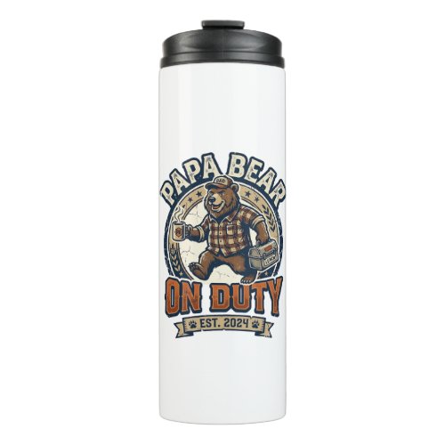 Father Day Papa Bear On Duty Shirt Funny Animal Da Thermal Tumbler