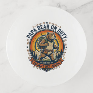 Father Day Papa Bear On Duty Shirt Funny Animal Da Trinket Tray