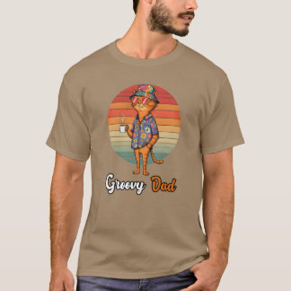 Father Day s Cat Dad Edition Groovy Dad T-Shirt