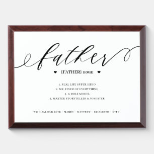 Father Definition Elegant Script Personalized Award Plaque