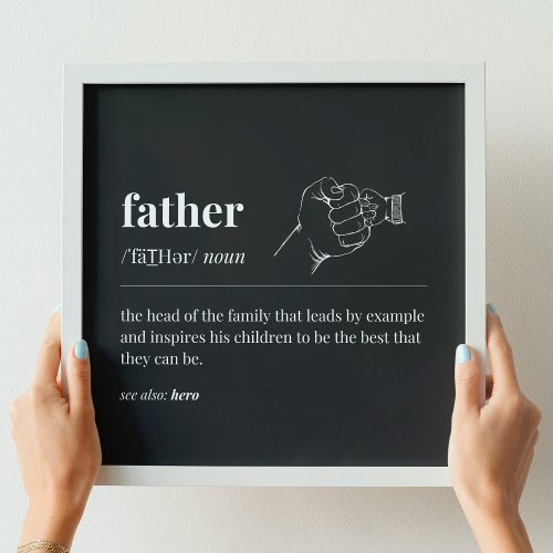 Father Definition First Fist Bump Black Poster