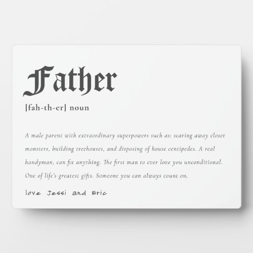 Father Dictionary Definition Personalized Gift Plaque