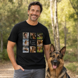 Father dog dad photo collage black T-Shirt