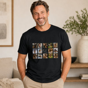 Father dog dad photo collage black T-Shirt