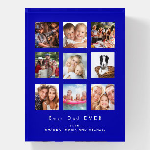 Father family collage royal blue paperweight