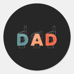 Father Father's Day Deaf-mute Sign-language Classic Round Sticker