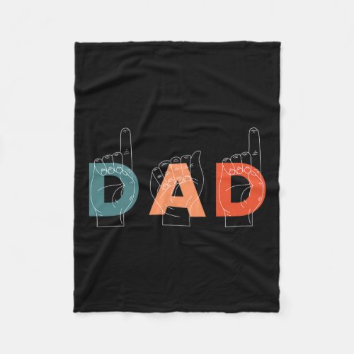 Father Fathers Day Deaf_mute Sign_language  Fleece Blanket