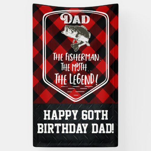 Father Fishing Birthday Dad The Myth Legend Banner