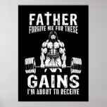 Father Forgive Me For These Gains - Jesus Workout Poster