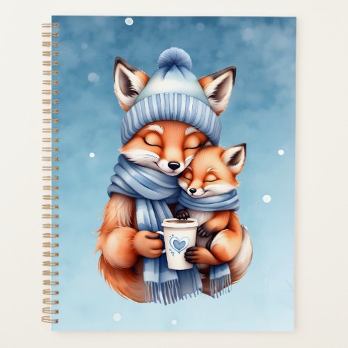Father Fox and Baby in Blue Hat and Scarf Holiday Planner
