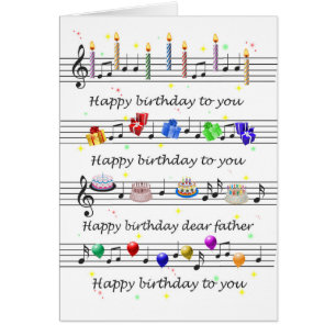 Father Funny Happy Birthday Song Sheet Music Cards
