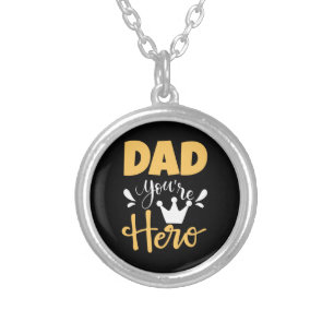 Father Gift Dad You Are Hero Silver Plated Necklace