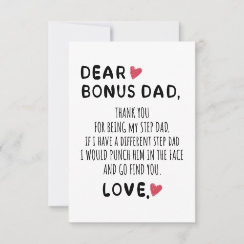 Father Gift Dear Bonus Dad RSVP Card