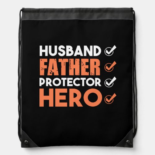 Father Gift  Husband Father Hero Drawstring Bag