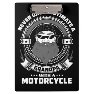 Father Gift Power Of A Grandpa With A Motorcycle Clipboard